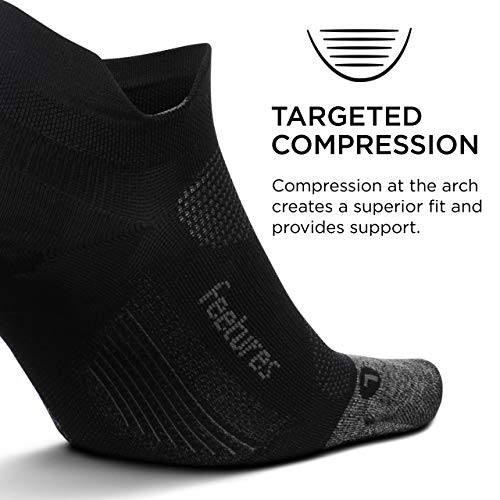 Feetures Elite Ultra Light Cushion Ankle Socks - Sport Sock with Targeted Compression - Black, M (6 Pair)2