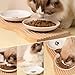 Faloyy 3PCS Ceramic Cat Bowls 2 Styles 250ml Food Bowl Non-Slip Feeding Bowls Wide Shallow Kitten Whisker Friendly 5.9x1.1
