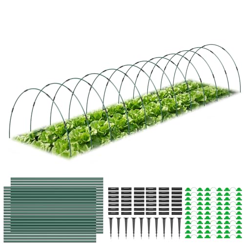 MYMULIKE Lot de 60 Tunnels de Culture pour Carrés Potagers, Arceaux de Tunnel de Plantes, Kit de 12 Arceaux de Jardin en Fibre de Verre, Arceaux de Serre pour...