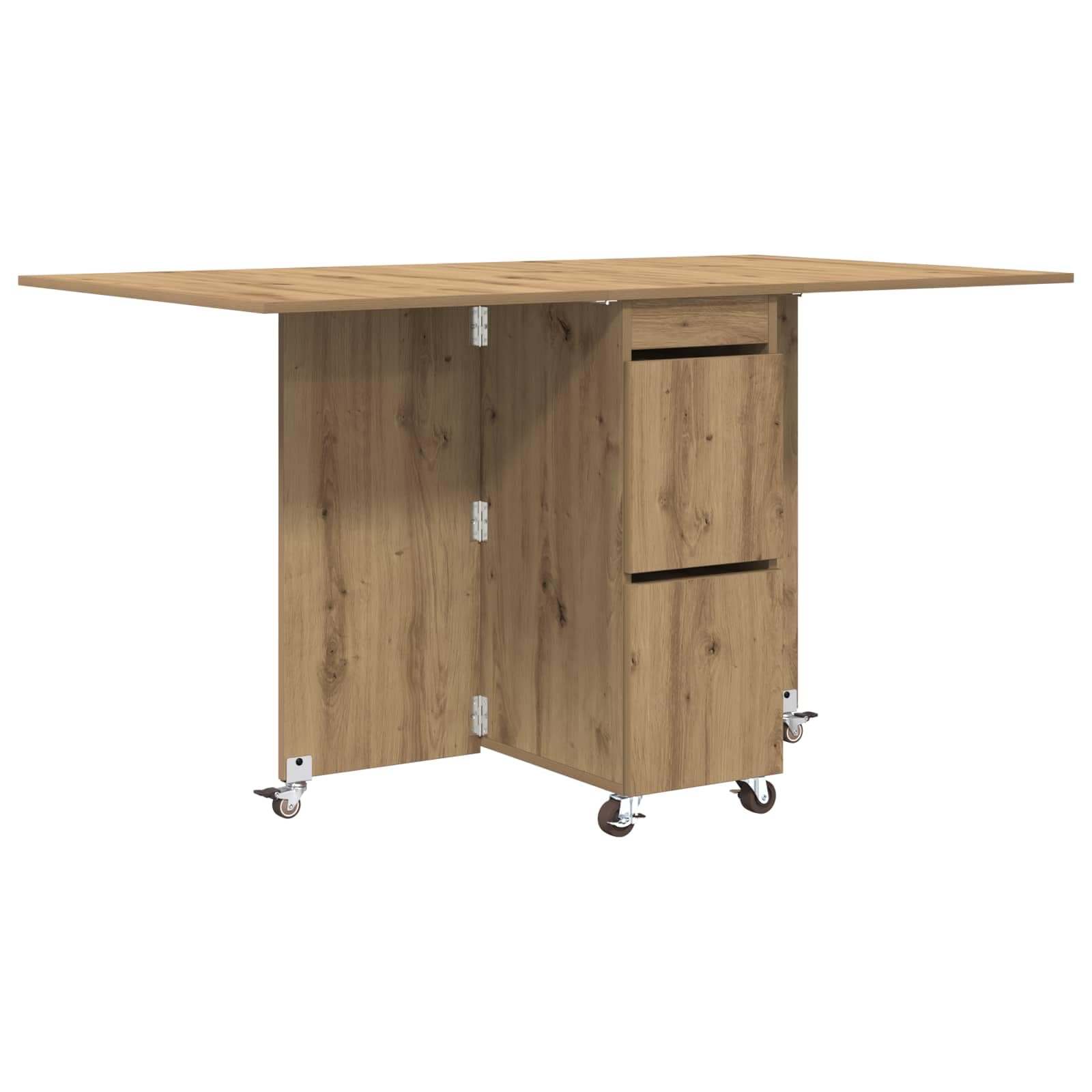 Tavolo da Pranzo Estensibile 140x80x77 cm in Legno Ingegnerizzato | Salvaspazio pieghevole per cucina e soggiorno con vano contenitore interno per riporre accessori ordinatamente.