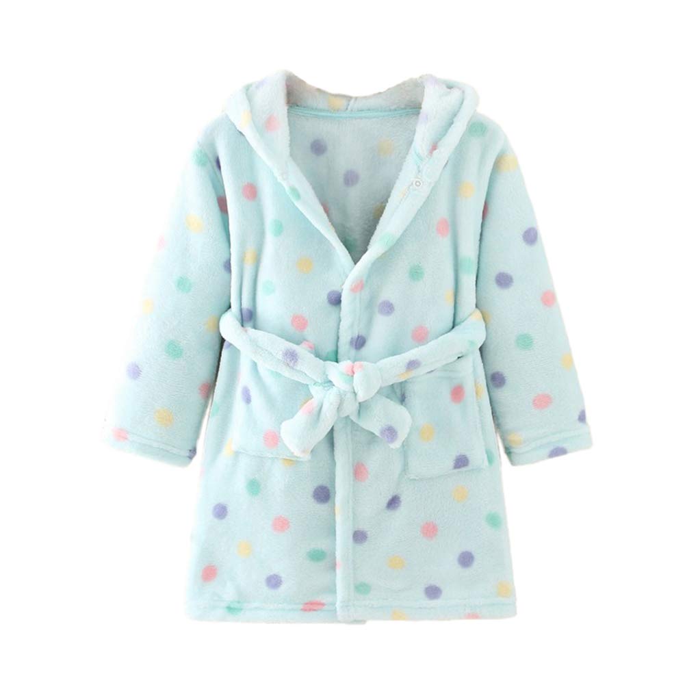 YOLIA Children's Bathrobes Flannel Boys Girls Sleepwear Lovely Hooded Robes Gowns 5 Years