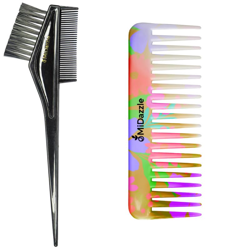 Image of Midazzle 2 in 1 Hair Dye Brush With Daily Comb Printed Shampoo - Set of 2 (Assorted)