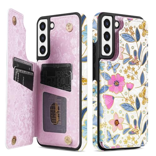 Protégez vos cartes et votre Samsung S22 Plus avec cet étui portefeuille à fleurs