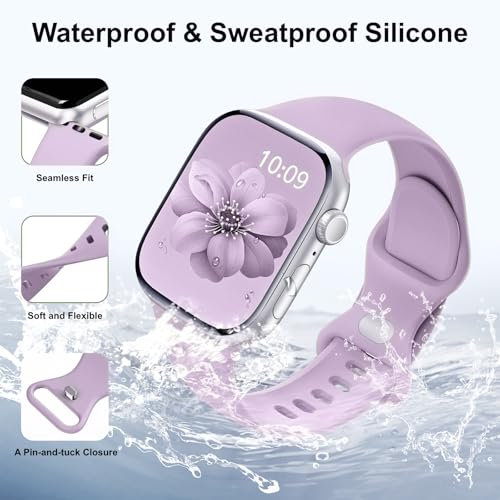 6 Pack Sport Band Compatible with Apple Watch Bands for Women Men, 38mm 40mm 41mm 42mm 44mm 45mm 46mm 49mm, Silicone Strap iWatch Band for Series 11 10 9 Ultra 8 7 6 5 4 SE 3 2 1 by Toutouzhang - Used condition - Image 3