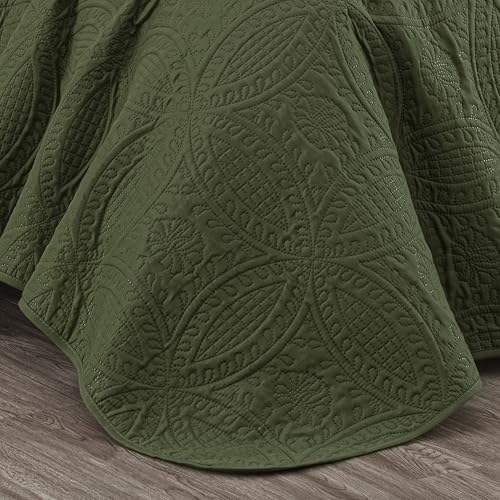 Image of Chezmoi Collection Austin 3-Piece Oversized Bedspread Coverlet Set (King, Cypress Green)