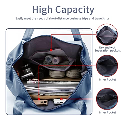 Large Capacity Foldable Travel Bag, Expandable Waterproof Carry on Bag, Dry and Wet Separation Spor Duffel Bags3