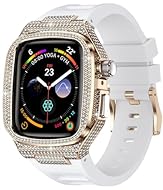 独特なデザイン：アップルウオッチ g-shock のケースシリコンバンドは金属製の外殻と組み合わせられ、外殻に埋め込まれた合成ダイヤモンドが日光の下で輝きを放ち、あなたのApple Watchをより一層特別な魅力を引き立たせます。また、大切な人への理想的なギフトでもあります。 ボタンの滑らかなデザイン：Apple watch バンド クース付きはボタン操作を考慮しており、特にボタンの滑らかさに重点を置いています。Apple watch 一体型 ステンレスの操作はApple Watchの適用性に影...