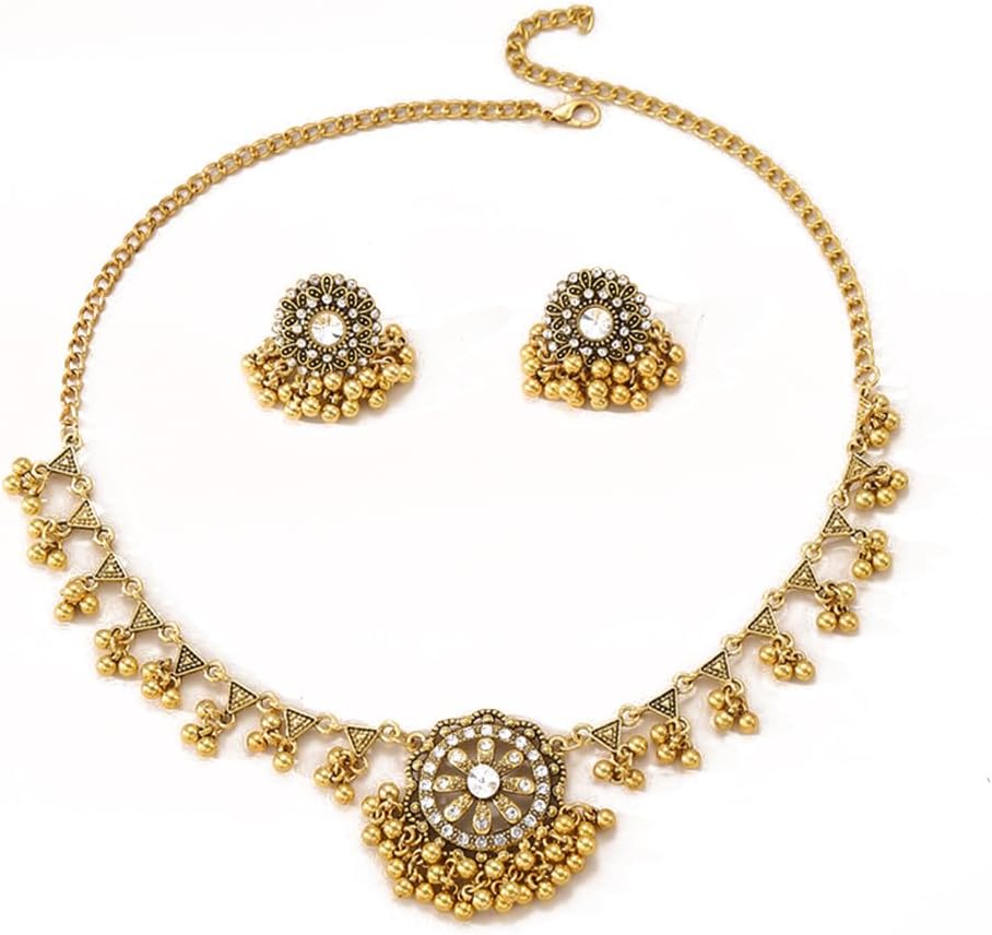 Bohemian Flower Earrings Pendant Necklace Jewelry Set Wedding Party Imitation Cubic Zirconia Choker Drop Dangling Tassel Bollywood Cocktail Party Birthday Xmas Valentine's Day Jewelry Gifts for Women