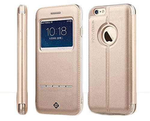 iPhone 6 Case, Luxury PU Leather Smart Window View SUPER Slim Flip Folio Cover Case for iPhone 6 4.7