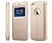 iPhone 6 Case, Luxury PU Leather Smart Window View SUPER Slim Flip Folio Cover Case for iPhone 6 4.7" - Kickstand to Adjust View (Golden X1 Series)