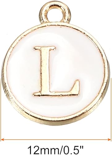 Vista 30 de MECCANIXITY Colgante de letras del alfabeto de doble cara, para collar, pulsera, aretes, joyería