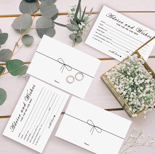 Advice and Wishes Cards for the New Couples Mr and Mrs, Bride and Groom, Newlyweds, Perfect 50 Pcs Wedding Advice Cards for the Wedding Reception Decorations/Bridal Shower Party by Fibevon - Used condition - Image 5