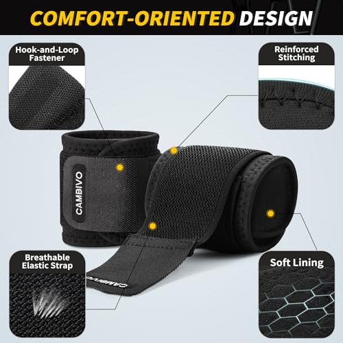 CAMBIVO Wrist Wraps for Men and Women 2 Pack, Adjustable Compression Wrist Brace for Carpal Tunnel, Wrist Support, Pain Relief, Lifting Straps Wrist Bands for Fitness, Weightlifting, Gym Workout