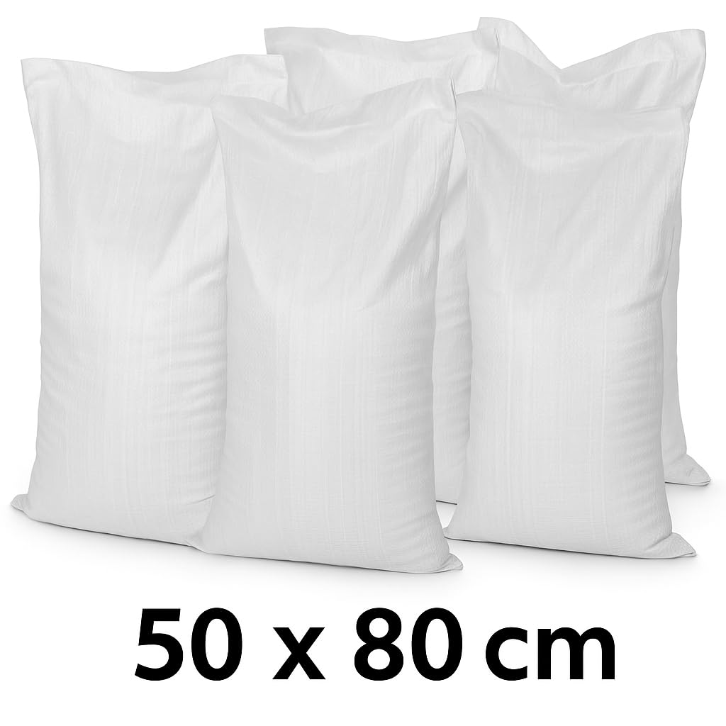 (Opakowanie 30) 50 x 80 cm, PP worki tkane białe torby polipropylenowe 46 g opakowanie z tworzywa sztucznego usuwanie odpadów (30)
