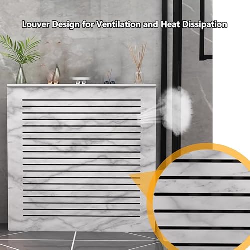 Couvercle de radiateur moderne en MDF blanc | Meuble cache-radiateur à lattes - 6