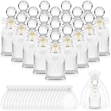 20 Stück Glas Weihwasserflaschen Gastgeschenk, 50 ml Klare Leer Christliche Glasflasche, Kommunion Weihwasser Behälter mit Kreuz Schleife Organzabeutel für Taufe Kirche Hochzeit Religiöse Geschenk