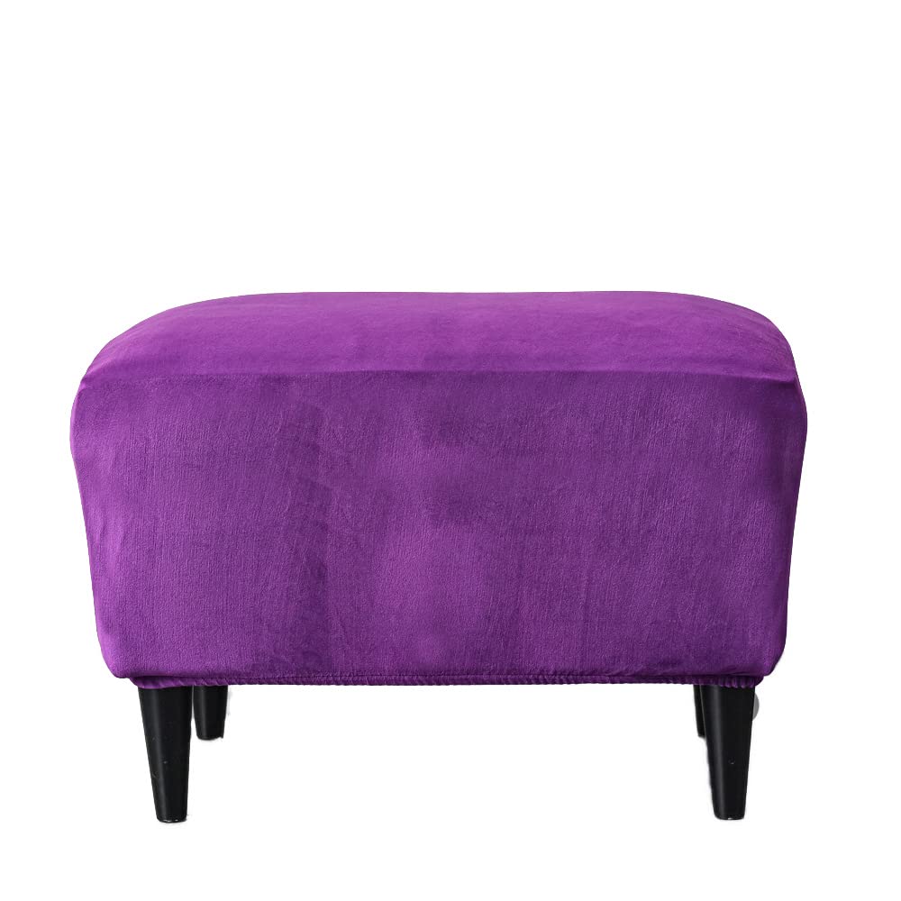 Copri Pouf Elasticizzato In Velluto - Fodera Lavabile Per Ottomano, Curcuma - Foto 2