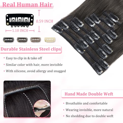 Image of Clip in Hair Extensions Real Human Hair, Human hair Clip ins Extensions