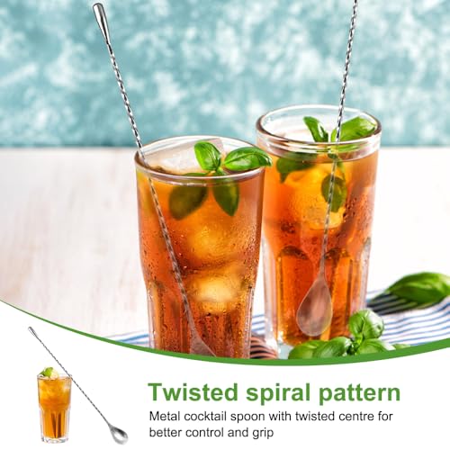 Miniatura 5 de 2 Piezas Cuchara Mezcladora De Acero Inoxidable, 30cm 12in Agitador Torcido De Cóctel Largo, Cuchara De Mezcla Espiral, Cuchara Mezcladora Para Remover Bebida Combinada, Para Cócteles, Batidos, Café