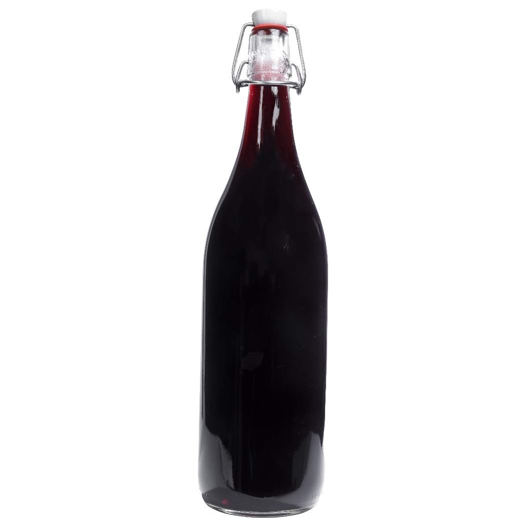 mikken Lot de 6 bouteilles en verre avec bouchon mécanique en porcelaine 1 l + entonnoir