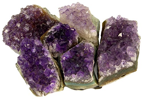 Amethyst Kristalle 6 Stück | 100% reine und natürliche Drusenstücke aus Uruguay & Brasilien | Als Geschenk, Give-away, Dekoration, Heilstein zum Reinigen und Aufladen Cover