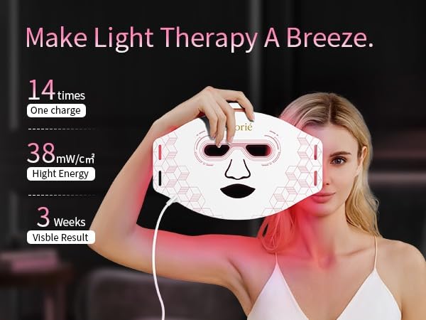Silorié LED Face Mask Light Therapy, 4-Color Facial Mask with Near Infrared Light, 288 LEDs, 3 Modes, 3 Intensity Levels, USB-C Rechargeable Skin Care Device image 3