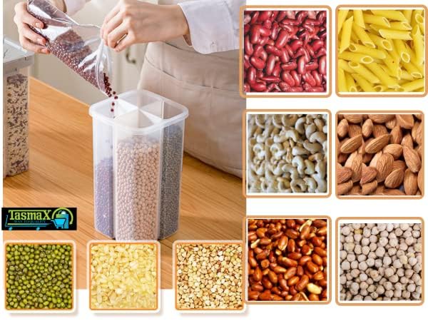 Image of TASMAX 4-in-1 Kitchen Storage Box Set - Plastic Containers for Kitchen Storage | Multipurpose Jars & Boxes for Spices, Grains & Snacks | Durable & Space-Saving Design (4 in 1 pack2)