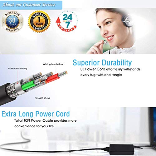 Ul Listed 19V Ac Charger Fit For Lg 32 Inches Led Lcd Monitor 32Ma70Hy-P 32Ma68Hy-P 32Mp58Hq-W 32Ml600M-B 32Mp58Hq-P 32Qk500-W 32Gk650F-B 32Lh570B Power Supply Adapter Cord #TOP2