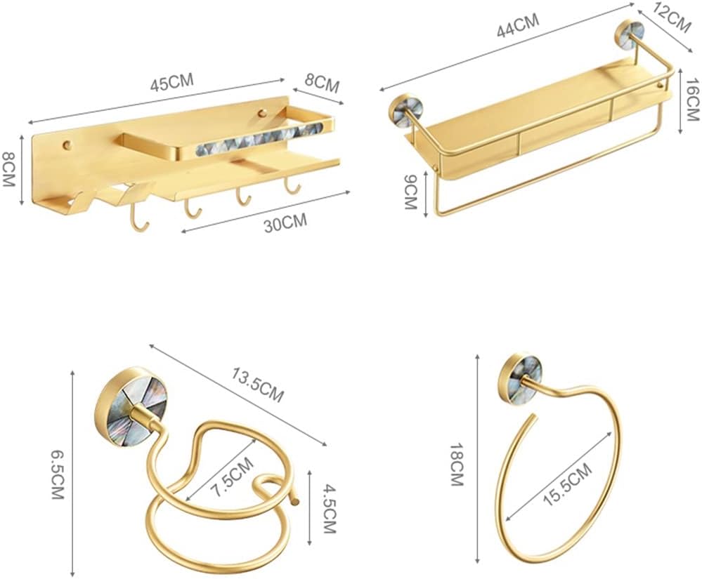 Bathroom Hardware Set Light Luxury Punch-Free High-end Towel Rack, Towel Ring, Row Hooks, Bath Towel Holder, Tissue Basket, Bathroom Accessories Kit Wall Mounted (Color : Double Rod) (Towel Ring)