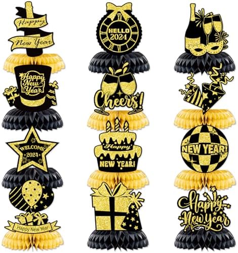 MICJLLT 7 Pcs Happy New Year Decorations Hanging Stars Garland,Nye