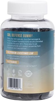 Inner Glow Sol Defense Gummies Dermatologist & Plastic Surgeon-Formulated Skin Resilience Vitamin Supplement with Polypodium Leucotomos & Niacinamide, Passion Fruit Flavor, 60 Sugar-Free Gummies