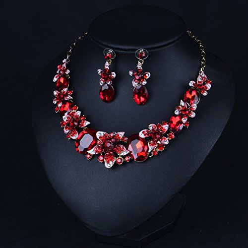 Hamer Crystal Choker Flowers Wedding Jewelry Sets For Brides Gold Plated Chain Necklace And Earrings Bridal Jewelry Set For Wedding #TOP2