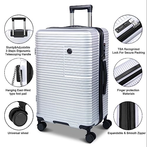 Jzrsuitcase Carry-On Luggage, 20Inch Pc+Abs Hardshell Suitcases With Spinner Wheels Tsa Lock For Travel. #TOP1