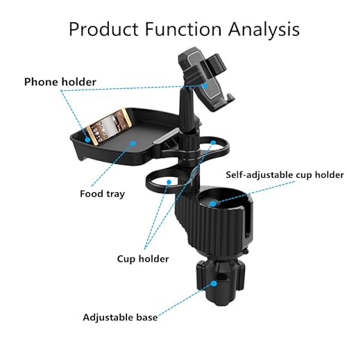 Itpy 5-In-1 Car Cup Holder With Removable Food Tray, 360° Rotation, Three Cup Holders, Width Adjustable, And Integrated Phone Holder - Essential Car Accessories #TOP7