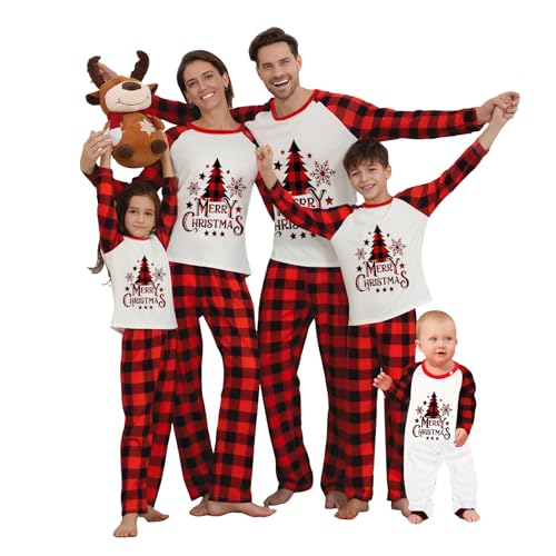 MUYOGRT Pigiama Natale Famiglia Set, Pigiami Natalizi Coppia Famiglia Set, Christmas Intero Pigiama Invernale Pyjama Natalizio per Uomo Donna Bambini (#54,Bambino/11 Anni)