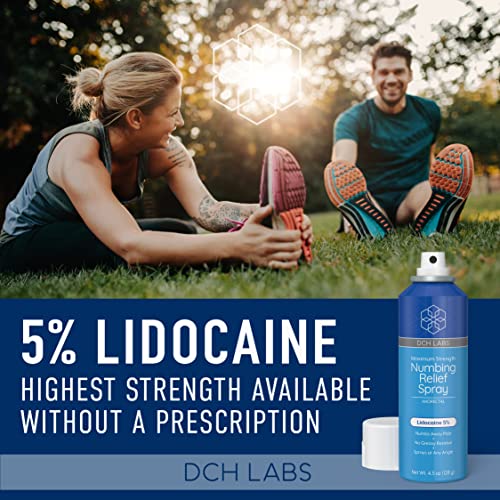 Dch Labs 5% Lidocaine Numbing Spray Maximum Strength Relief, 4.5 Oz, Topical Anesthetic That Sprays At Any Angle, Vegan & Cruelty-Free, Secured With Child Resistant Cap #TOP5