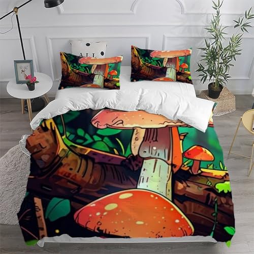 Housse de couette double champignons colorés en microfbre 200x200