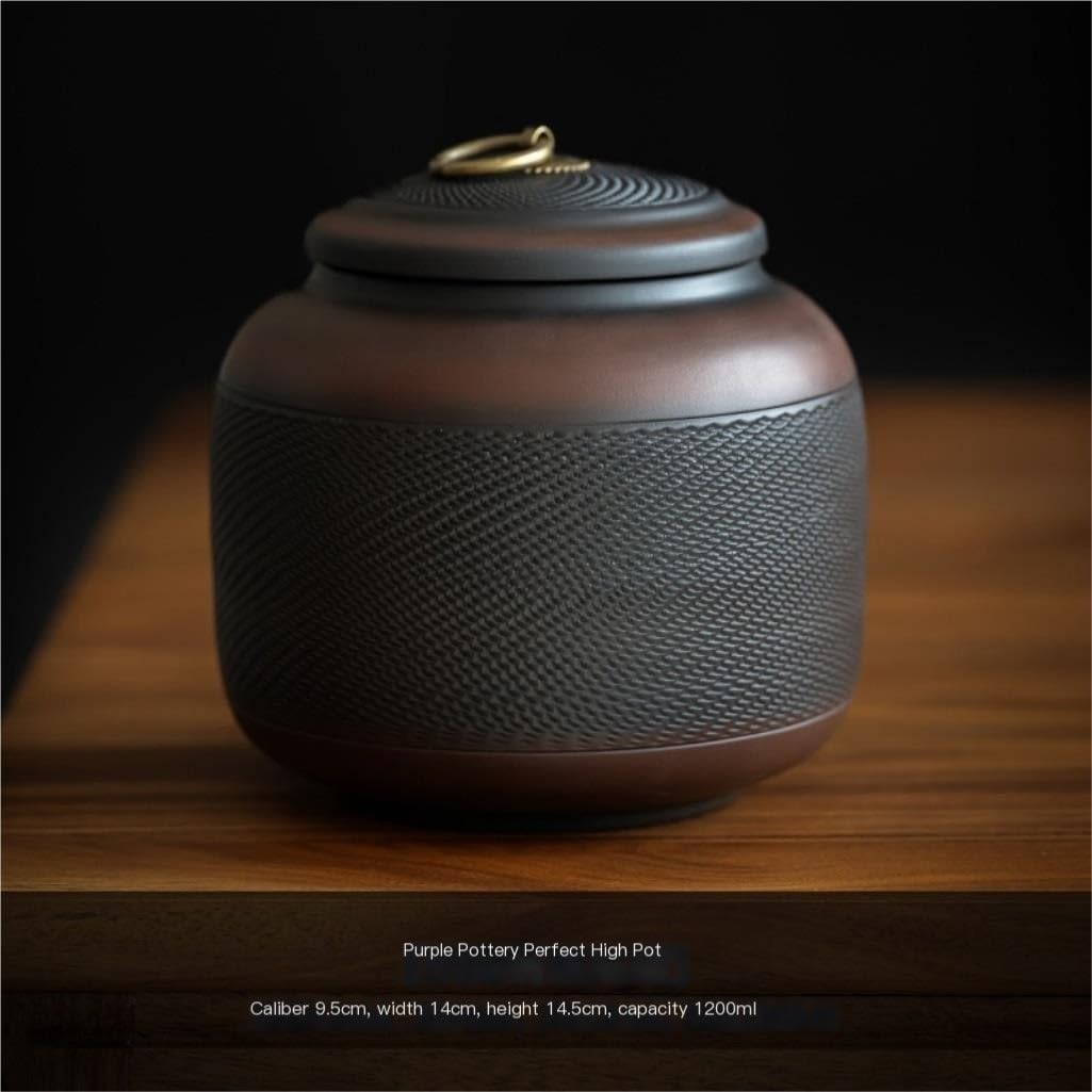 SONGCHAO Sugar Jar Purple Pottery Jumping Knife Tea Jar Kitchen Food Storage Jar Household Loose Tea Storage Container Jar Sealed Jar Tea Canister (Color : B)