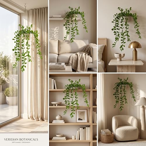 Image of Dekorly 2 Pack Artificial Plants Artificial Hanging Plants Faux Eucalyptus Leaf Greenery Fake Hanging Eucalyptus Plant (Green) (2, Cherry) (2, Green 02)