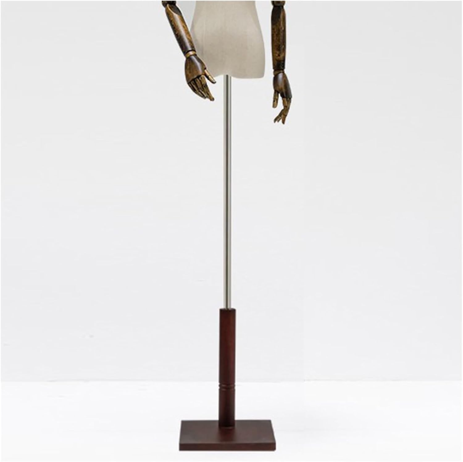 Adjustable 57-72 inch Male Mannequin Torso with Head & Wooden Base - Perfect for Clothing Retail, Tailoring, and Display (Style 3 Base)