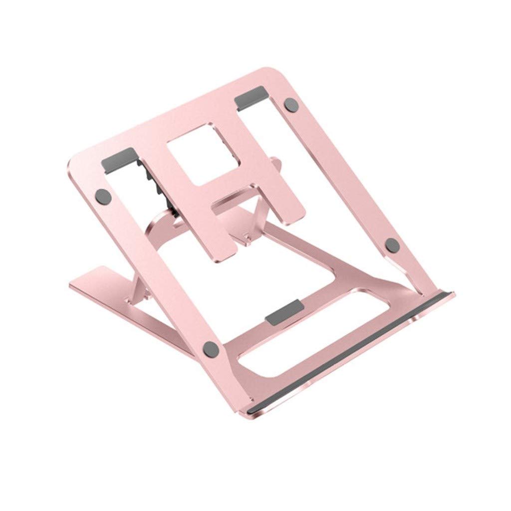 Laptop Stand，Aluminum Alloy Material,5 Gears For Height Adjustment, Foldable-light And Portable, Hollow Design At The Bottom, Solid Triangle Design，for Laptop Up To 17 Inches. (Color : Pink)