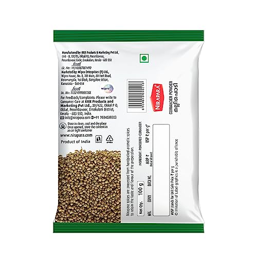 Image of Nirapara Coriander Powder for Incredible Taste and Flavour| Perfectly Grounded for Rich Texture & Aroma| No Added Flavours & Colours| Hygienically Packed| 100g x 5 | 500 gms
