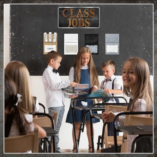 Zonon 75 Pcs Class Jobs Bulletin Board Colorful Class Jobs Pocket Chart Set Teacher's Helper Chalkboard Decor Classroom Bulletin Board Decoration for Back to School(Industrial Style) - Image 5