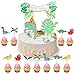 ZHIQIN 15 szt. wielokolorowy dinozaur urodziny tort toppery zestaw Happy Birthday tort toppery urodziny dekoracje na babeczki dla dzieci baby shower motyw dinozaura dekoracja na przyjęcie urodzinowe