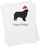 Vista 34 de Black Doodle Bernedoodle - Tarjetas de Navidad (10 unidades), hechas a mano, base blanca, perro con sombrero de Papá Noel