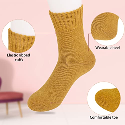 MOSOTECH Wool Socks for Women,5 Pairs Warm Winter Boot Socks for Hiking Walking, Thick Thermal Gifts Socks, Size 5-104