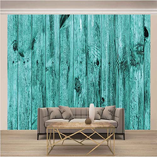Papier peint toile panoramique 3D vert planche de bois mural poster géant 350x256 cm auto-adhésif - 3
