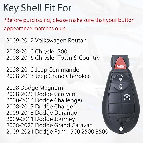 image for SUPALAND Key Fob Shell Case Replacement Fit for Dodge Ram 1500 Challen