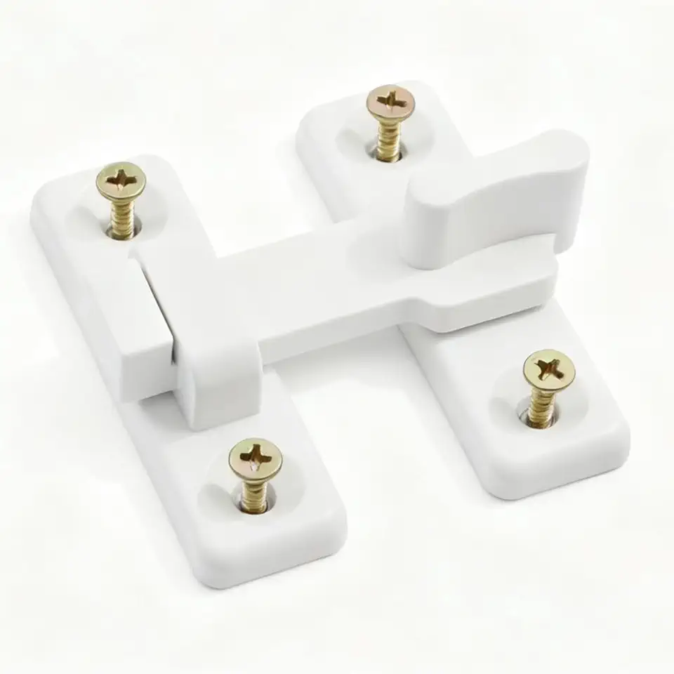 Kit 06 Fecho Tranqueta Plástica Para Porta Sanfonada Com Parafusos (4, Branco)