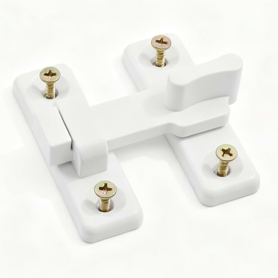 Kit 06 Fecho Tranqueta Plástica Para Porta Sanfonada Com Parafusos (4, Branco)